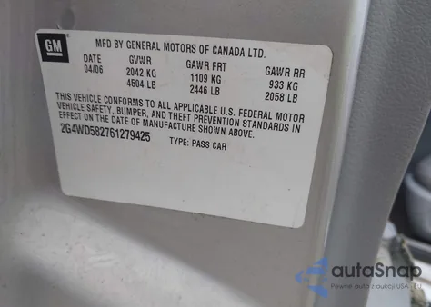 2006 Buick Lacrosse Cxl from USA, damaged, VIN 2G4WD582761279425